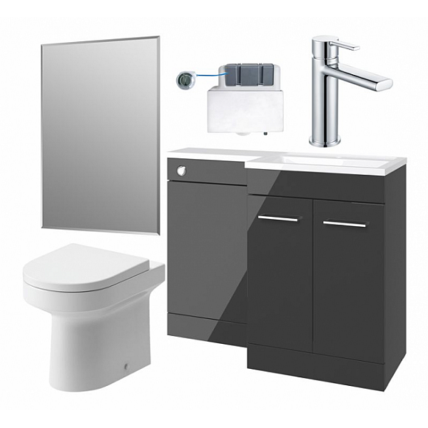 Venosa 1000mm Furniture & BTW WC Pack - Anthracite Gloss (RH)