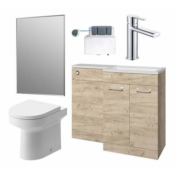 Venosa 1000mm Furniture & BTW WC Pack - Oak (RH)