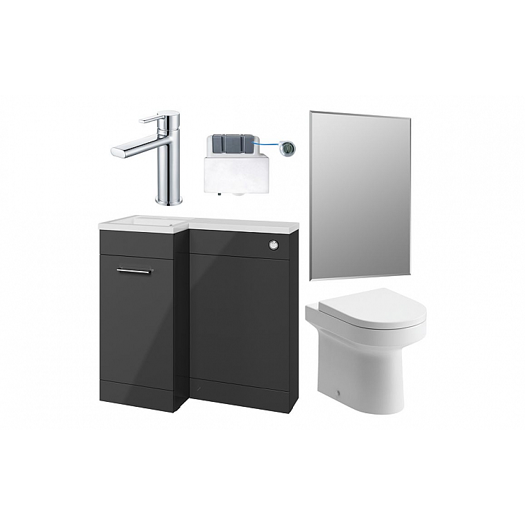 Venosa 900mm Furniture & BTW WC Pack - Anthracite Gloss (LH)