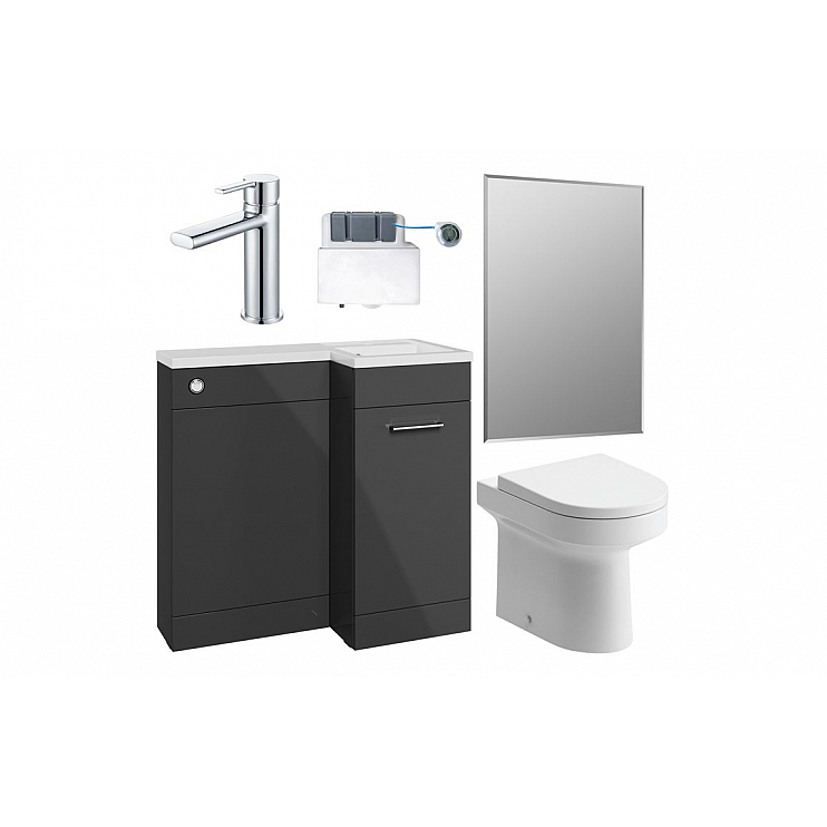 Venosa 900mm Furniture & BTW WC Pack - Anthracite Gloss (RH)