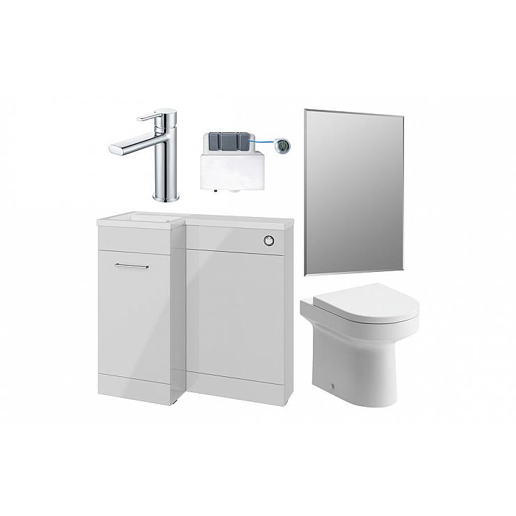 Venosa 900mm Furniture & BTW WC Pack - Grey Gloss (LH)