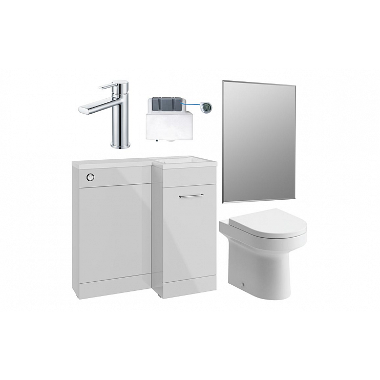 Venosa 900mm Furniture & BTW WC Pack - Grey Gloss (RH)