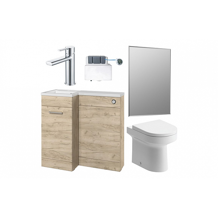 Venosa 900mm Furniture & BTW WC Pack - Oak (LH)