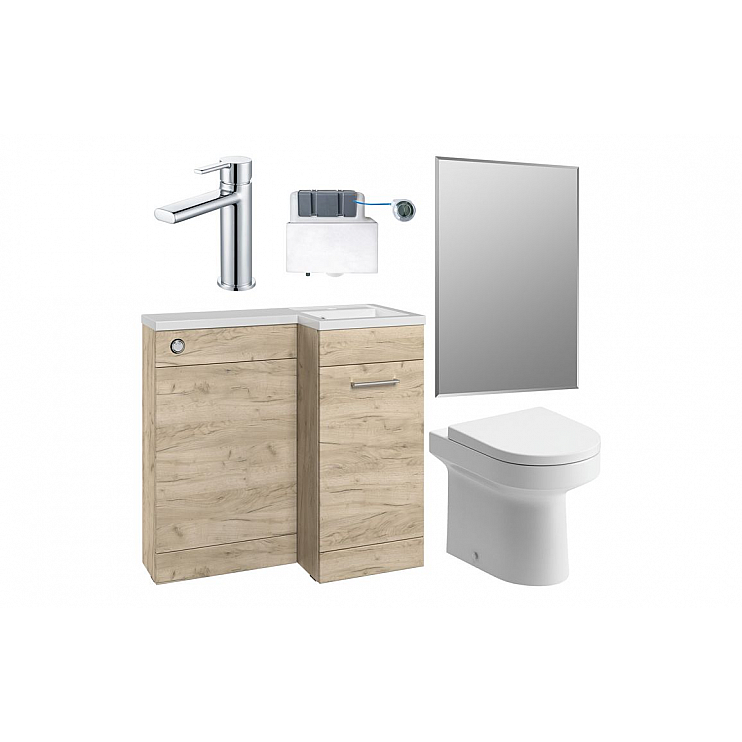 Venosa 900mm Furniture & BTW WC Pack - Oak (RH)
