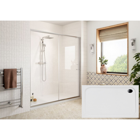 Classix 1000x700mm Easy-Fit Sliding Door & 45mm Tray Pack - Chrome