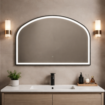 Origins Living Lomax Light Overmantle Arch 120 Black - 120x75cm LML-01R127-BK Illuminated LED Bathroom Mirror