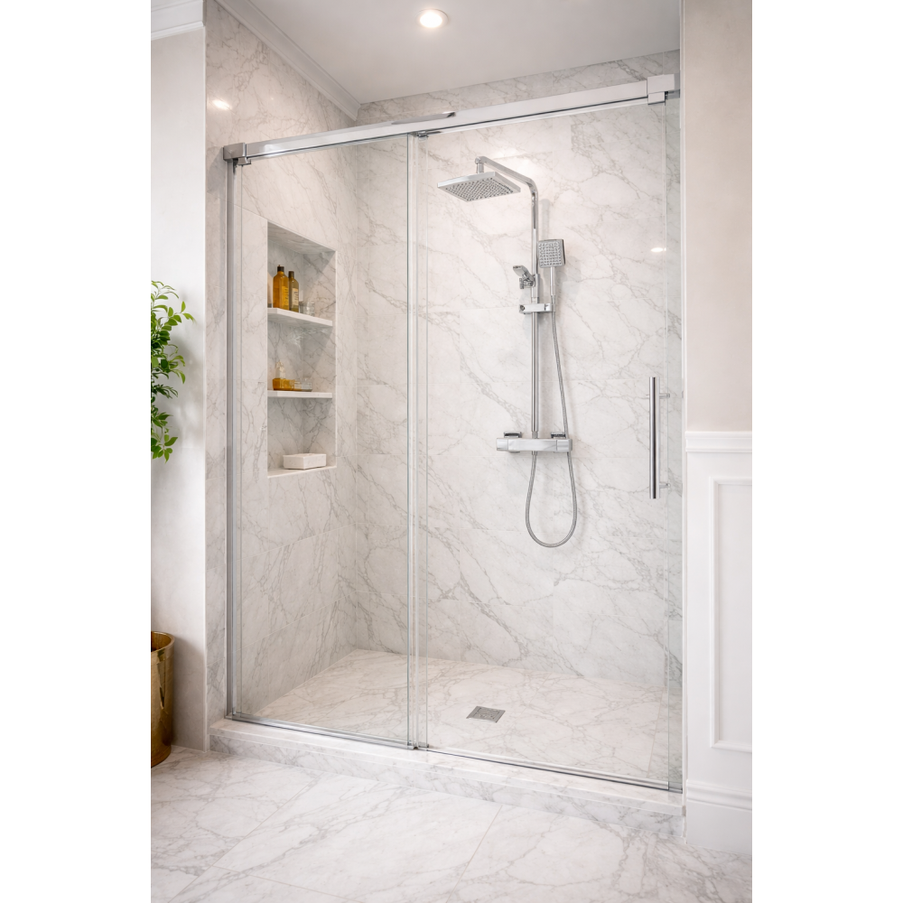 Argo Cool-Touch Thermostatic Mixer Shower w/Riser & Overhead Kit - Chrome