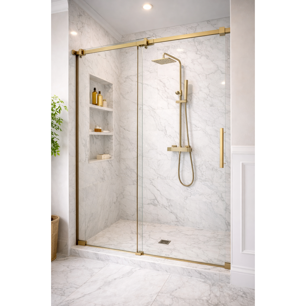 Cosmic Square Thermostatic Bar Mixer w/Riser Kit - Brushed Bronze