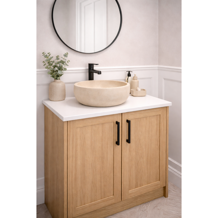 Haku 400mm Ceramic Washbowl - Stone Effect