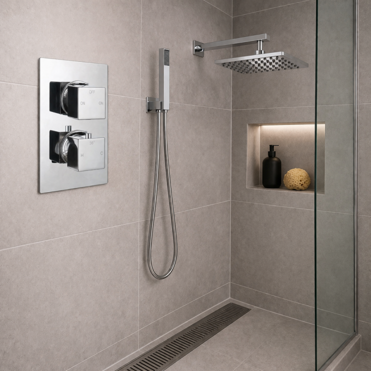 Cosmic Square Shower Valve & Kit Pack 4 - Chrome