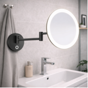 Origins Living Sloane Round LED Magnifying Mirror Black SLN-017302-BK