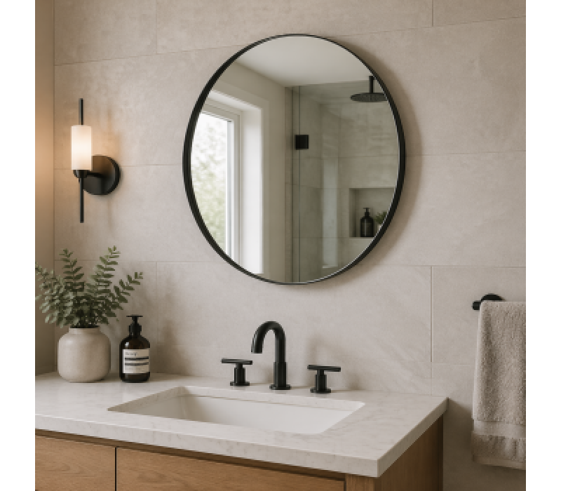 Origins Living City Round Mirror 80cm Black CTY-00D080-BK Origins Living City Round Mirror 80cm Black CTY-00D080-BK