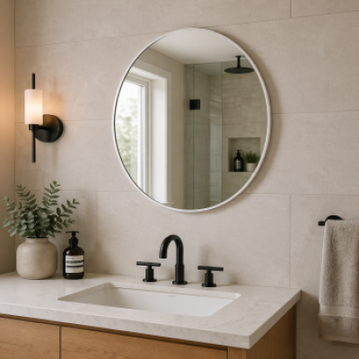 Origins Living City Round Mirror 80cm White CTY-00D080-WH