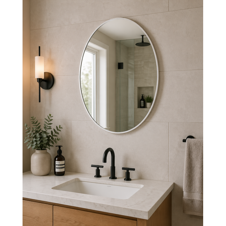 Origins Living City Round Mirror 80cm White CTY-00D080-WH