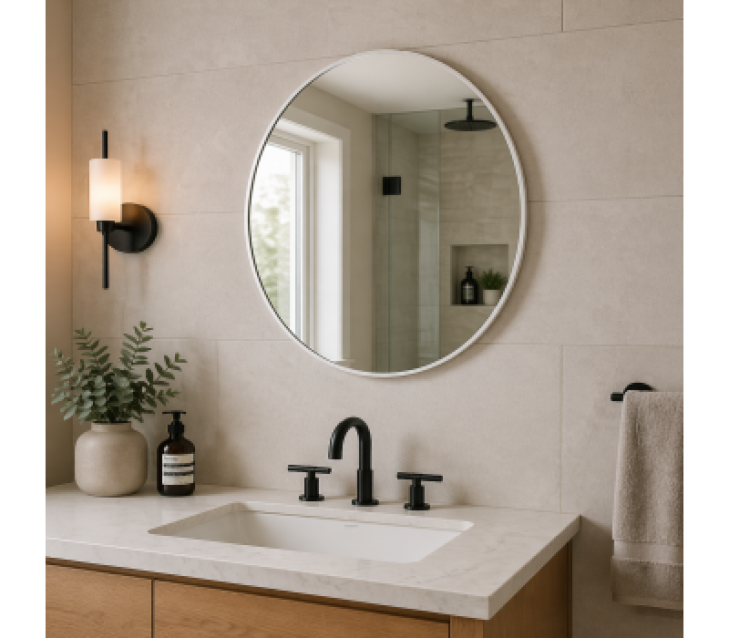 Origins Living City Round Mirror 80cm White CTY-00D080-WH Origins Living City Round Mirror 80cm White CTY-00D080-WH
