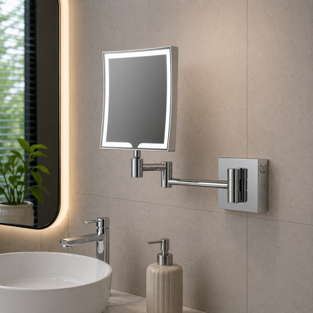 Hoshi Square LED Cosmetic Mirror - Chrome