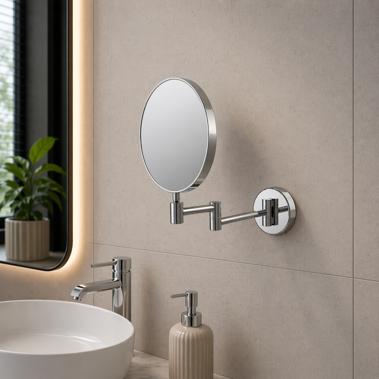 Anji Round Cosmetic Mirror - Chrome