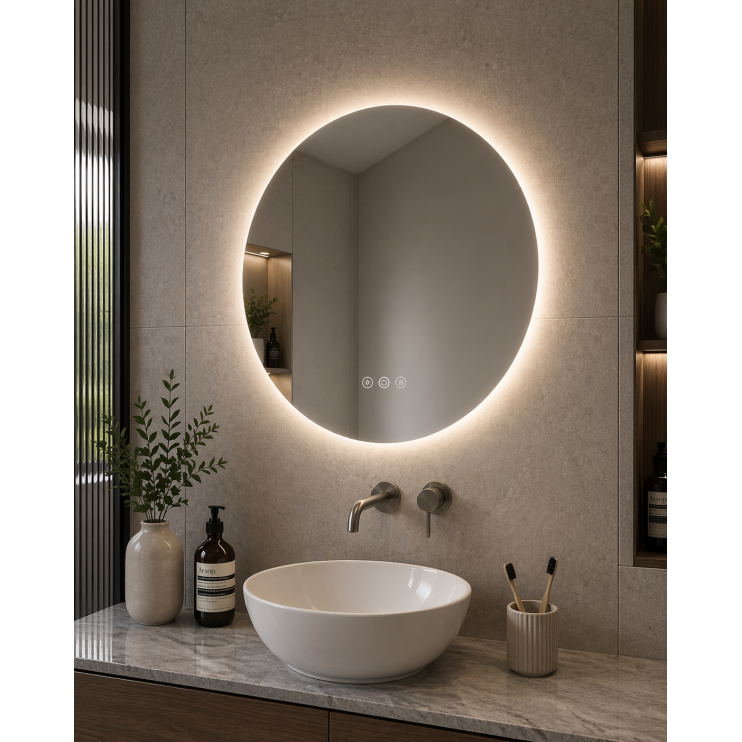 Abode Aruna 600mm Frameless Round LED Mirror