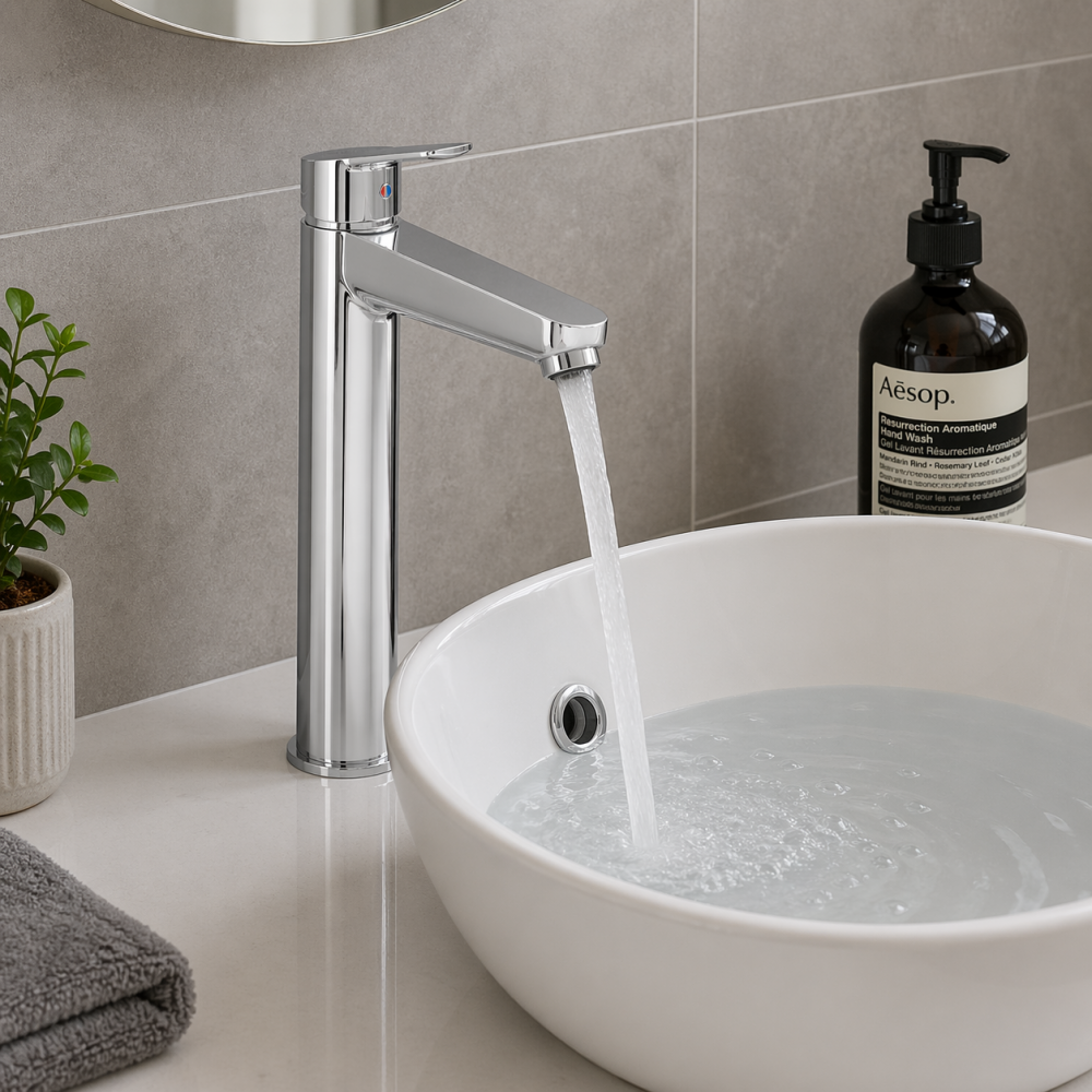 VitrA Flow Round Tall Basin Mixer - Chrome