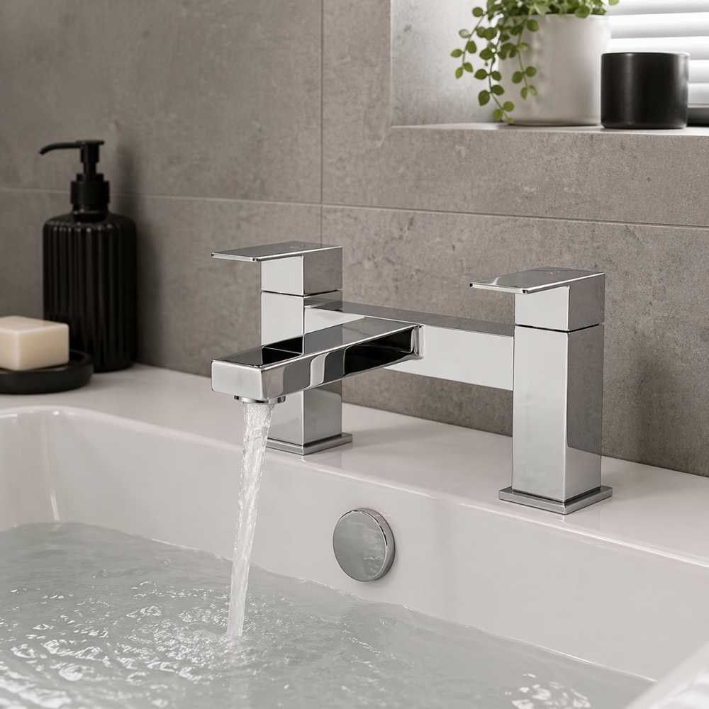 Vema Lys Range of Bathroom Taps & Mixers DITB2142 Vema Lys Deck Mounted Bath Filler - Chrome Bathroom Taps