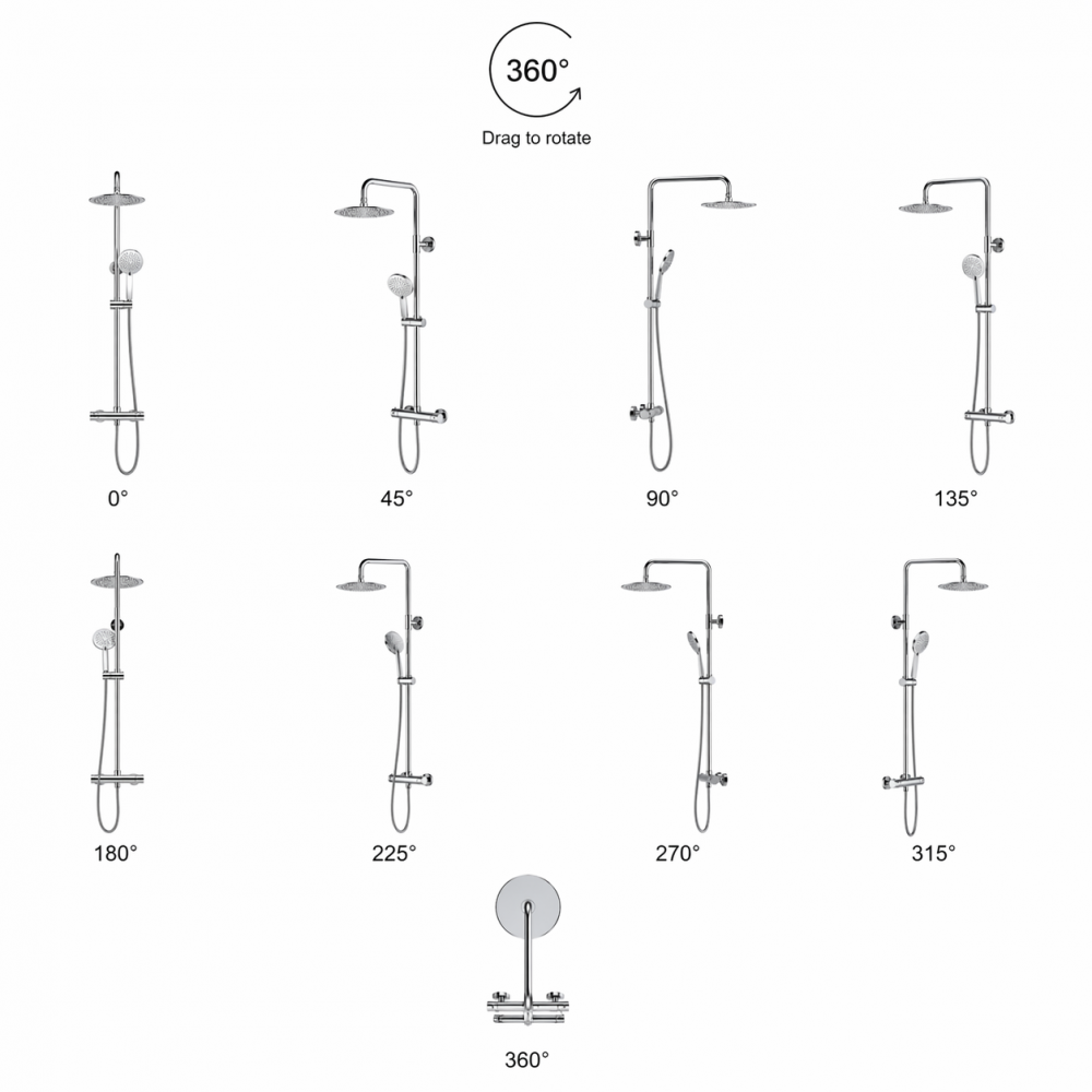 Aurora Round Thermostatic Bar Mixer w/Riser Kit - Chrome