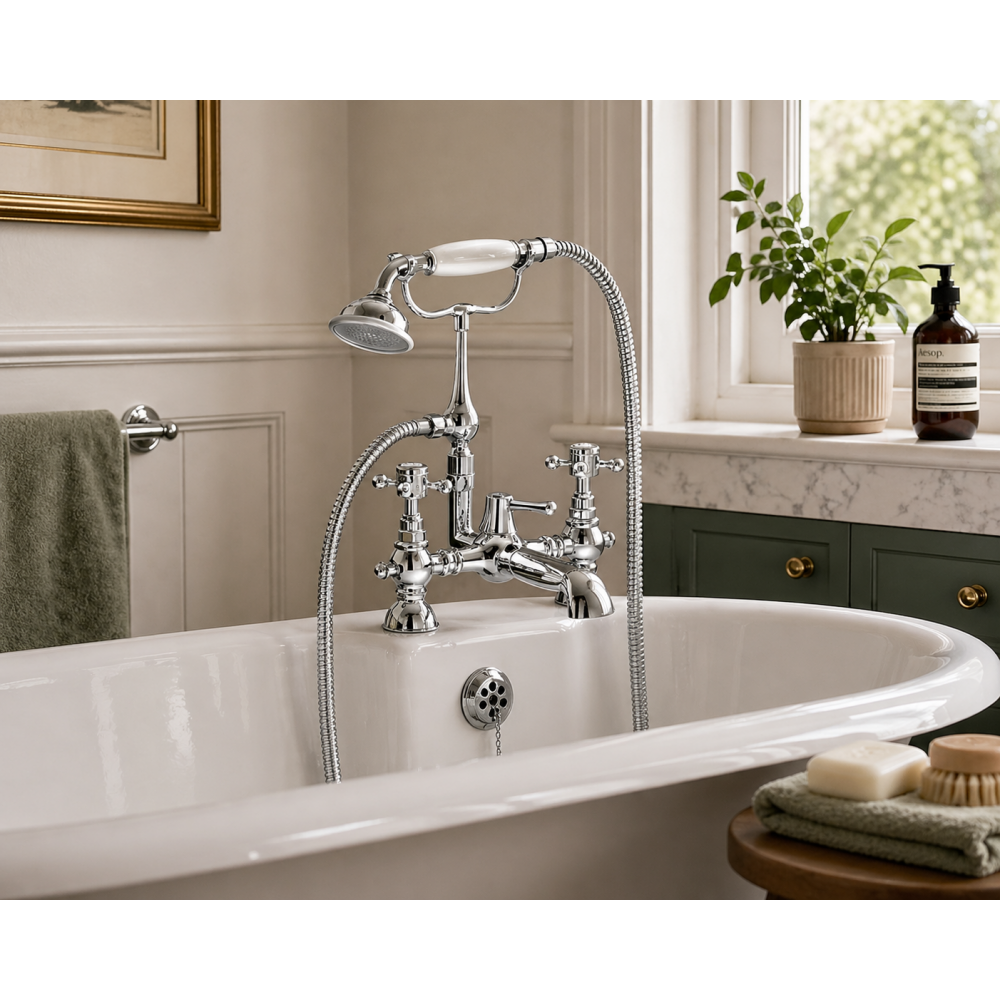 Traditional Bathroom Taps in Chrome AB2684 Abode Sentiment Bath Shower Mixer - Chrome