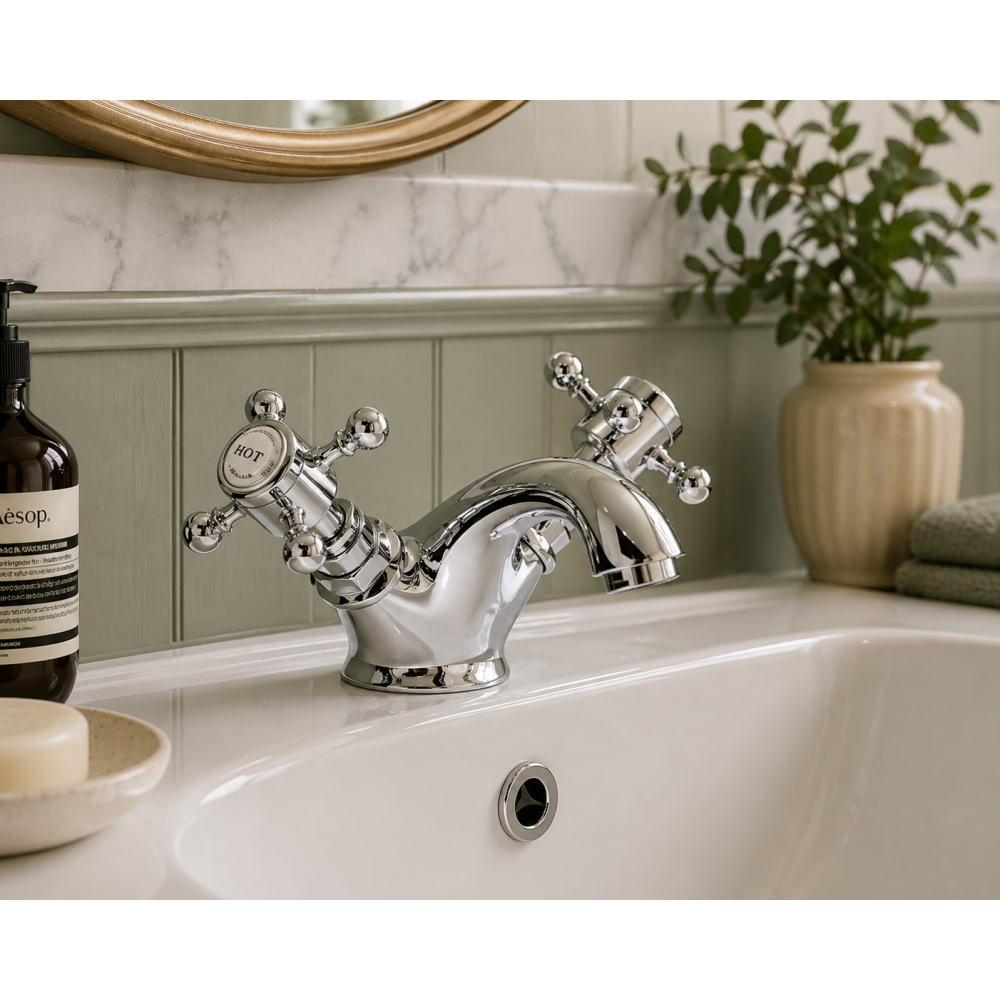 Traditional Bathroom Taps in Chrome AB2681 Abode Sentiment Basin Monobloc Mixer - Chrome