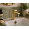 Bathroom Basin Mixers Brushed Brass DITS1328 Berio Basin Mixer & Waste - Brushed Brass Bathroom Taps