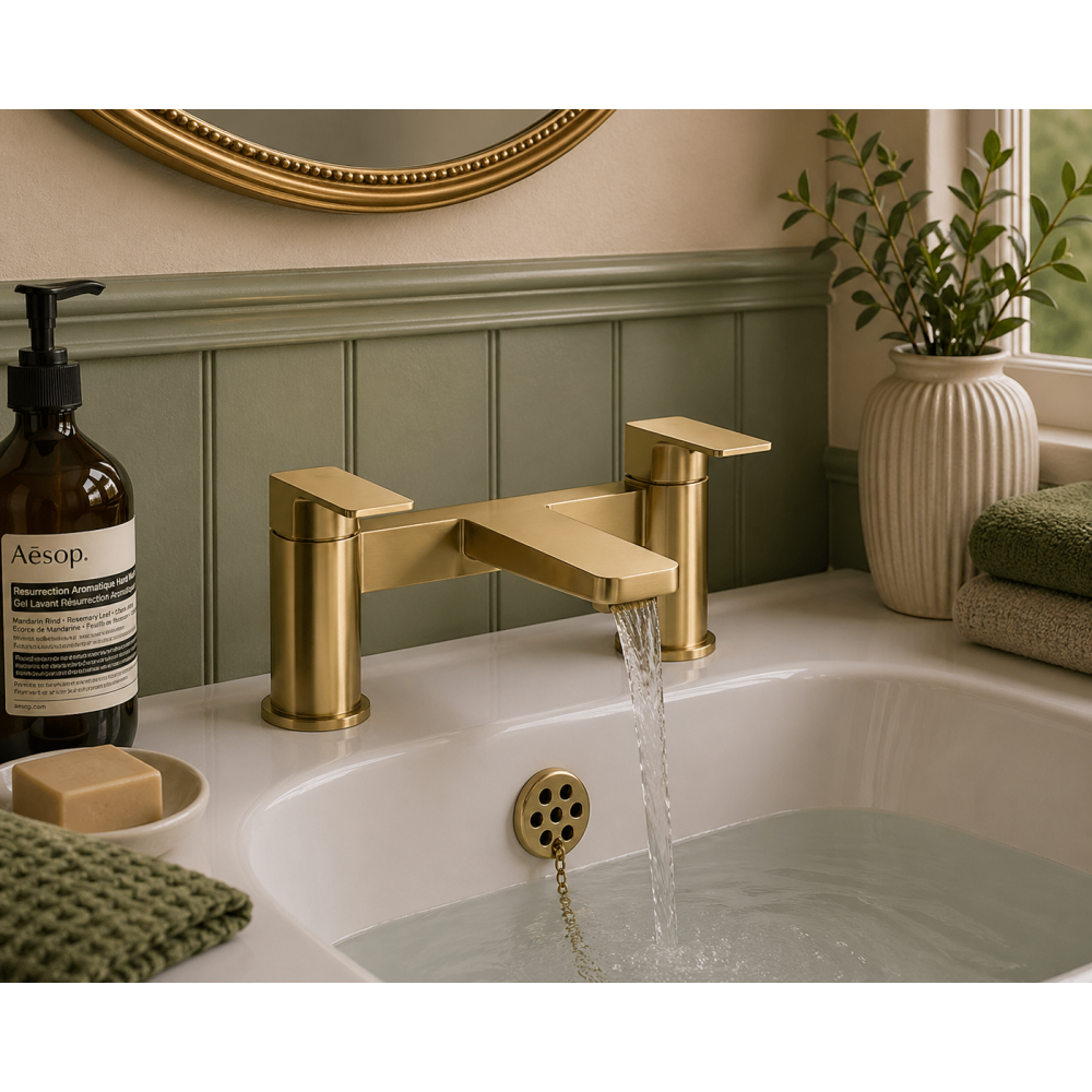 Berio Range of Bathroom Taps & Mixers DITB2276 Berio Bath Filler - Brushed Brass Bathroom Taps Bathroom Taps