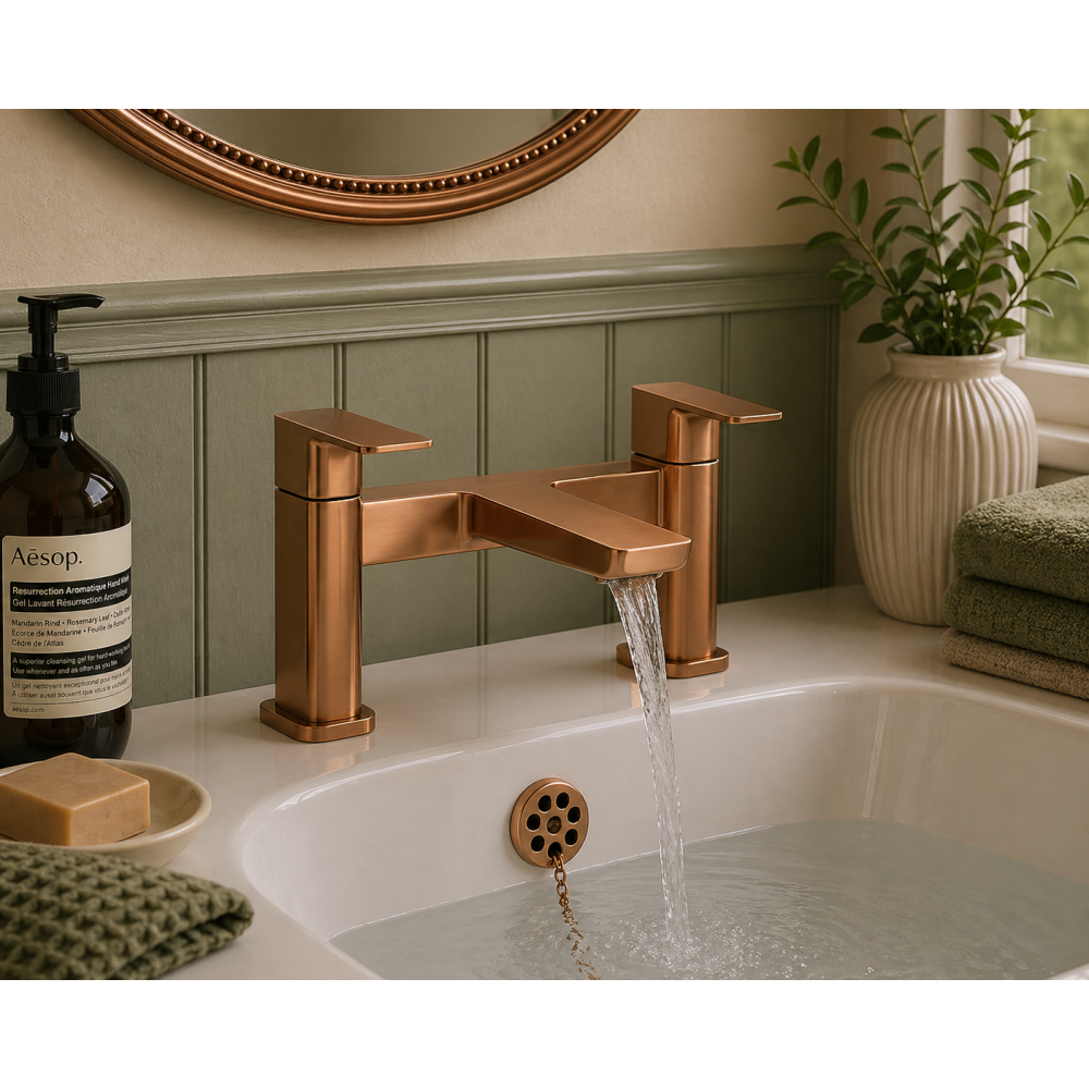 Berio Range of Bathroom Taps & Mixers DITB1134 Berio Bath Filler - Brushed Bronze Bathroom Taps
