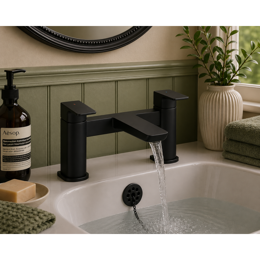 Berio Range of Bathroom Taps & Mixers DITB2266 Berio Bath Filler - Matt Black Bathroom Taps