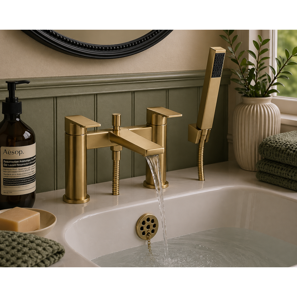 Berio Range of Bathroom Taps & Mixers DITB2278 Berio Bath/Shower Mixer - Brushed Brass Bathroom Taps