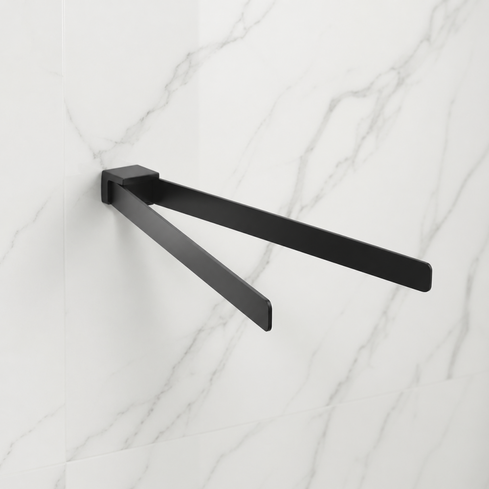 Pirenei in Black Accessories PI23-14 Origins Living Pirenei Double Swing Towel Rail - Black PI23-14