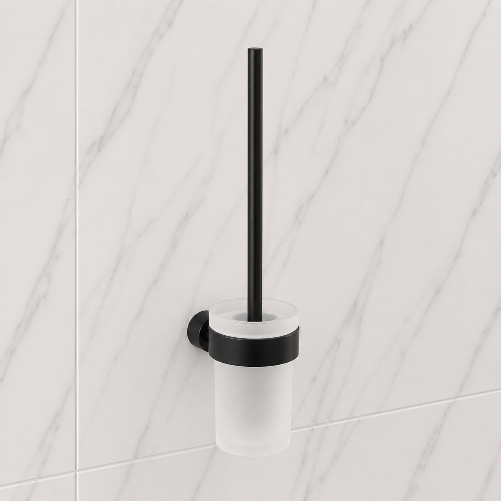 Pirenei in Black Accessories PI33/03-14 Origins Living Pirenei WC Brush Set Wall Mounted - Black PI33/03-14