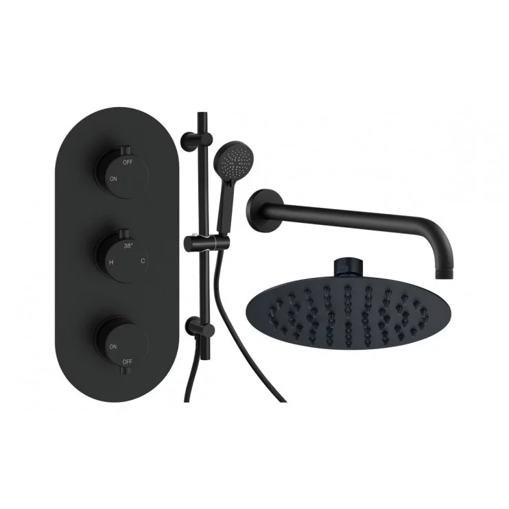 Shower Valve Mixer Packs Black DICMP0186 Aurora Round Shower Valve & Kit Pack 3 - Matt Black