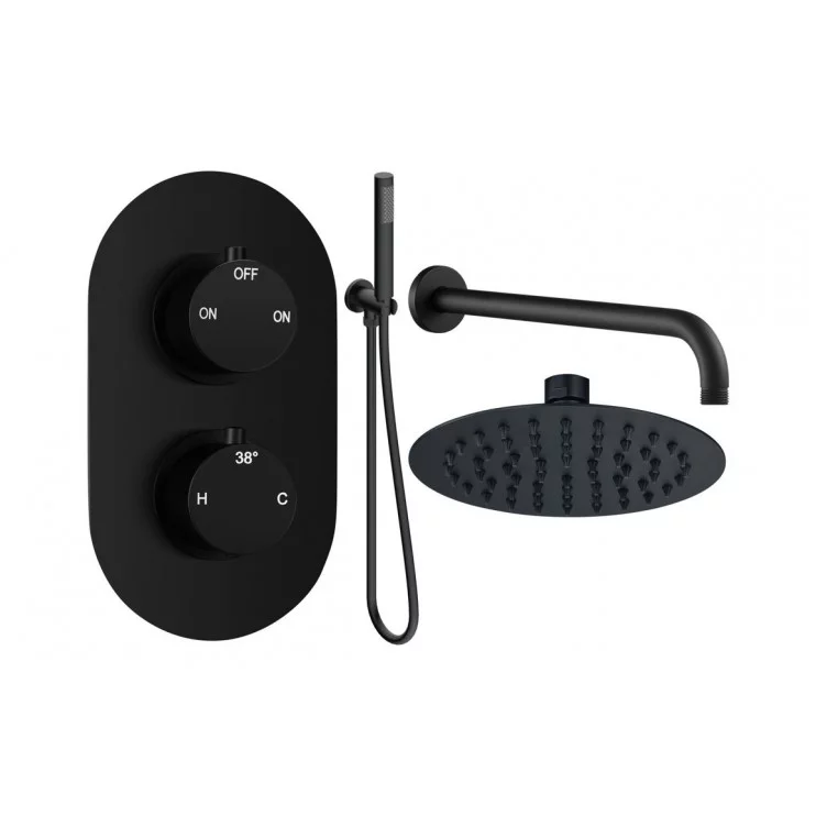 Shower Valve Mixer Packs Black DICMP0202 Aurora Round Shower Valve & Kit Pack 4 - Matt Black