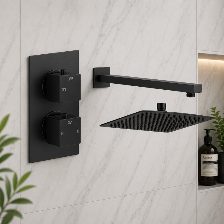 Cosmic Square Shower Valve & Kit Pack 1 - Matt Black