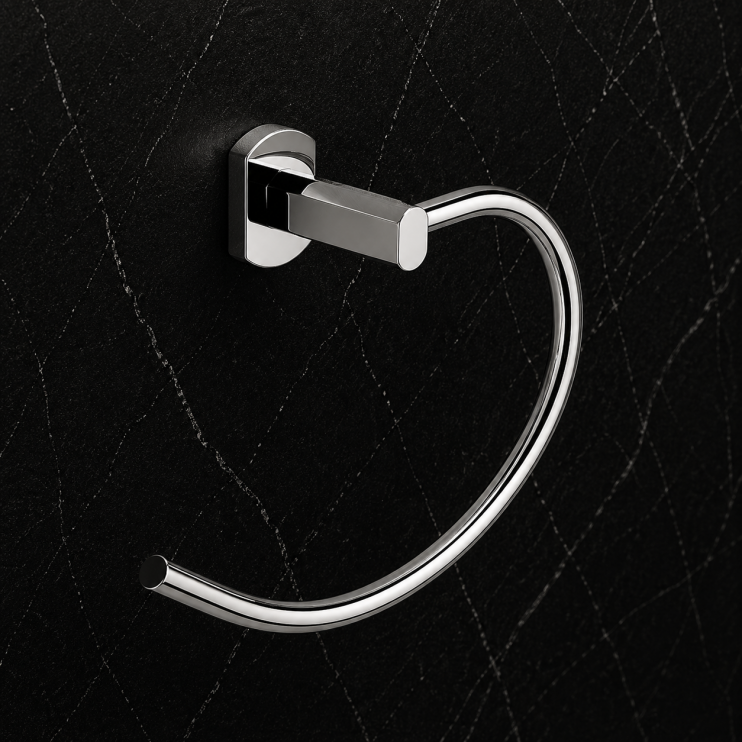 Origins Living Edera Plus Towel Ring - Chrome EP70-13 Bathroom Wall Accessory