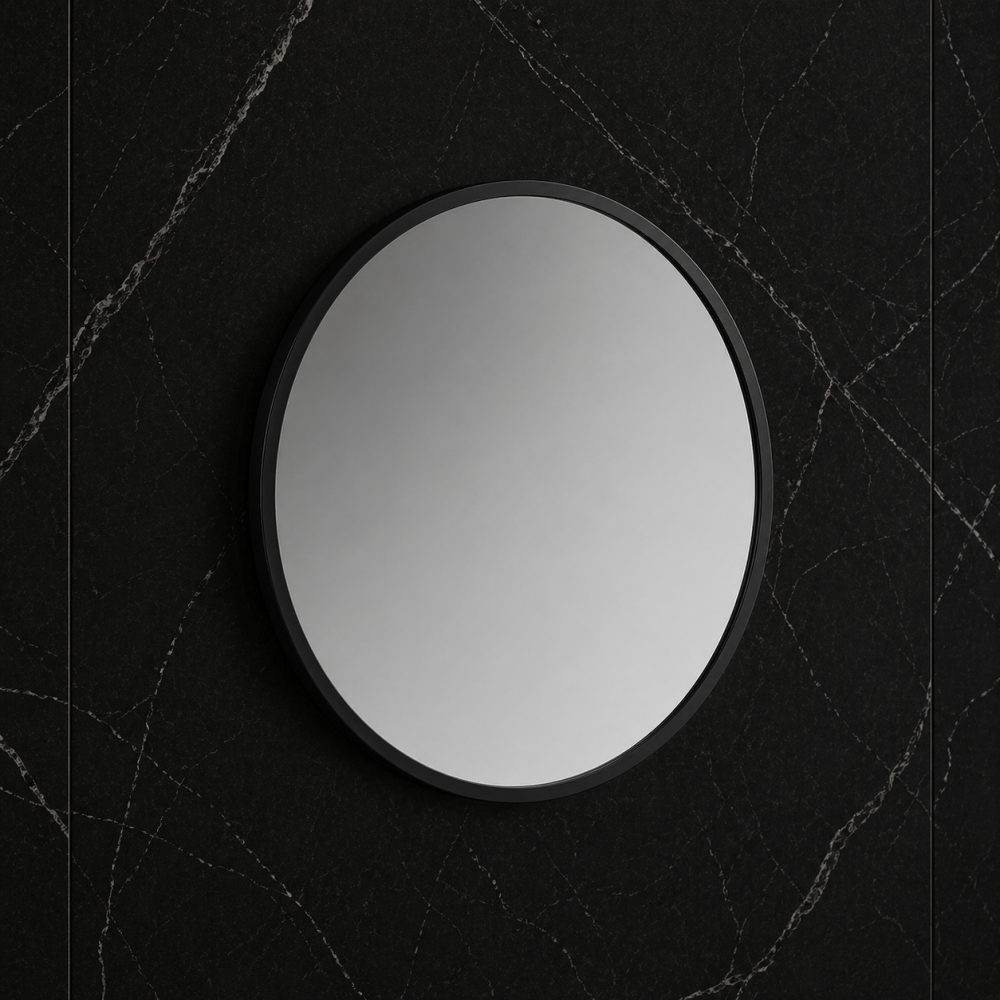 Abode Mayar 600mm Round Mirror - Matt Black