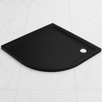 40mm Low Profile 800mm Quadrant Tray & Waste - Matt Black