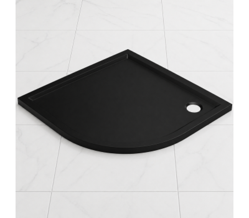 40mm Low Profile 800mm Quadrant Tray & Waste - Matt Black