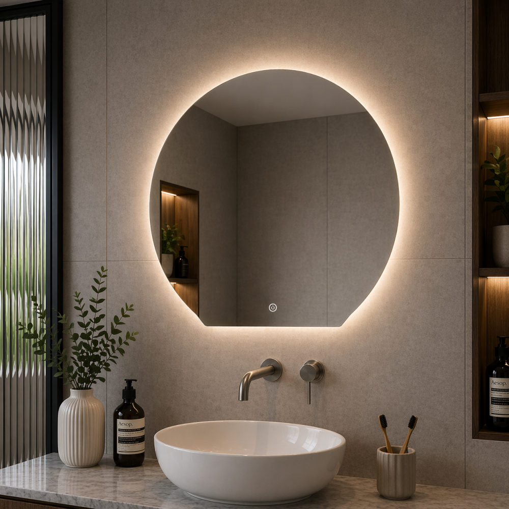 Otsu 800x700mm Round Back-Lit LED Mirror