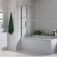 1000x1500mm Two Panel Folding Bath Screen (6mm) - Chrome