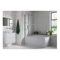 1000x1500mm Two Panel Folding Bath Screen (6mm) - Chrome