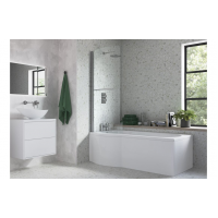 760x1500mm P Shape Bath Screen (6mm) - Chrome