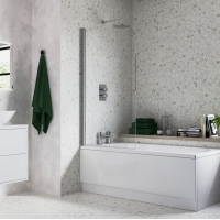 800x1400mm Radius Bath Screen (6mm) - Chrome