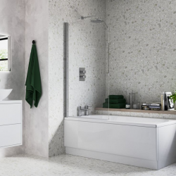 800x1400mm Radius Bath Screen (6mm) - Chrome