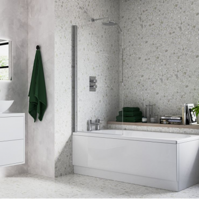 800x1400mm Radius Bath Screen (6mm) - Chrome