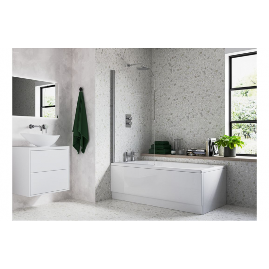 Bath Screen DIBS0126 800x1400mm Radius Bath Screen (6mm) - Chrome