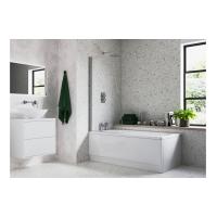 800x1400mm Sail Bath Screen (6mm) - Chrome